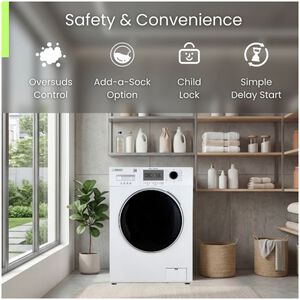 Equator Compact 24 in. 1.57 cu. ft. Stackable Front Load Washer with Pet & Sanitize Cycle - White, , hires