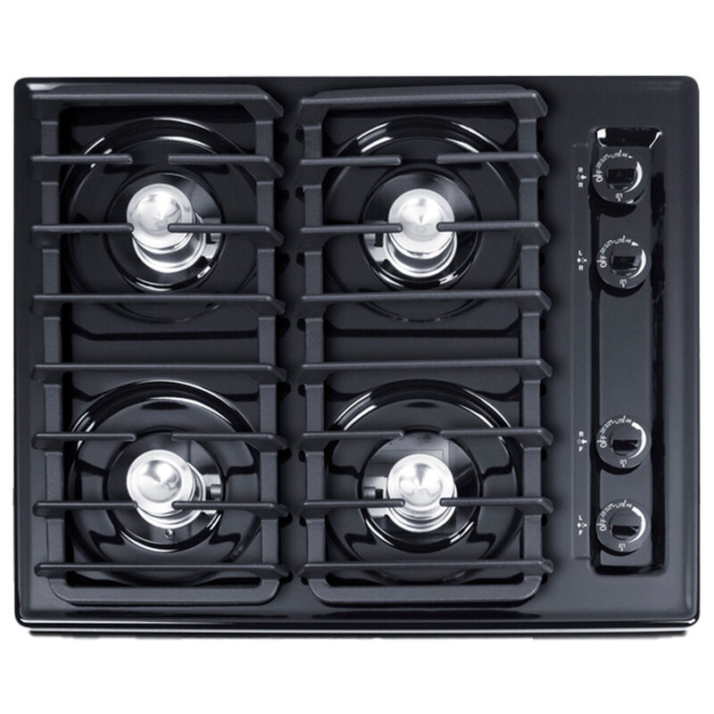 Summit 24 in. 4-Burner Natural Gas Cooktop with Gas Spark Ignition - Black, , hires