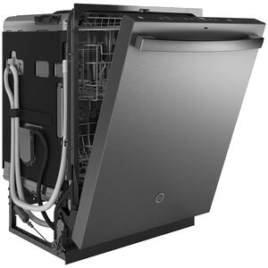 GE 24 in. Built-In Dishwasher with Top Control, 47 dBA Sound Level, 16 Place Settings, 5 Wash Cycles & Sanitize Cycle - Fingerprint Resistant Stainless, Fingerprint Resistant Stainless, hires