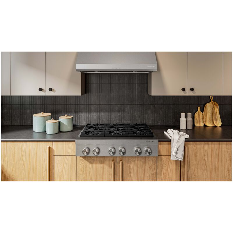 KitchenAid Commercial-Style 36 in. 6-Burner Natural Gas Rangetop with Simmer Burner & Power Burner - Stainless Steel, , hires