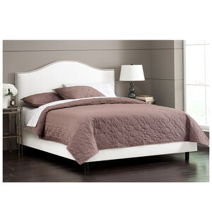Skyline Furniture Nail Button Micro-Suede Fabric King Size Upholstered Headboard - White, White, hires