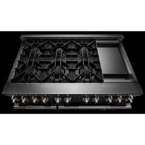 JennAir Rise Series 48 in. 6.3 cu. ft. Smart True European Convection Double Oven Gas Range with 6 Sealed Burners & Griddle - Stainless Steel, , hires