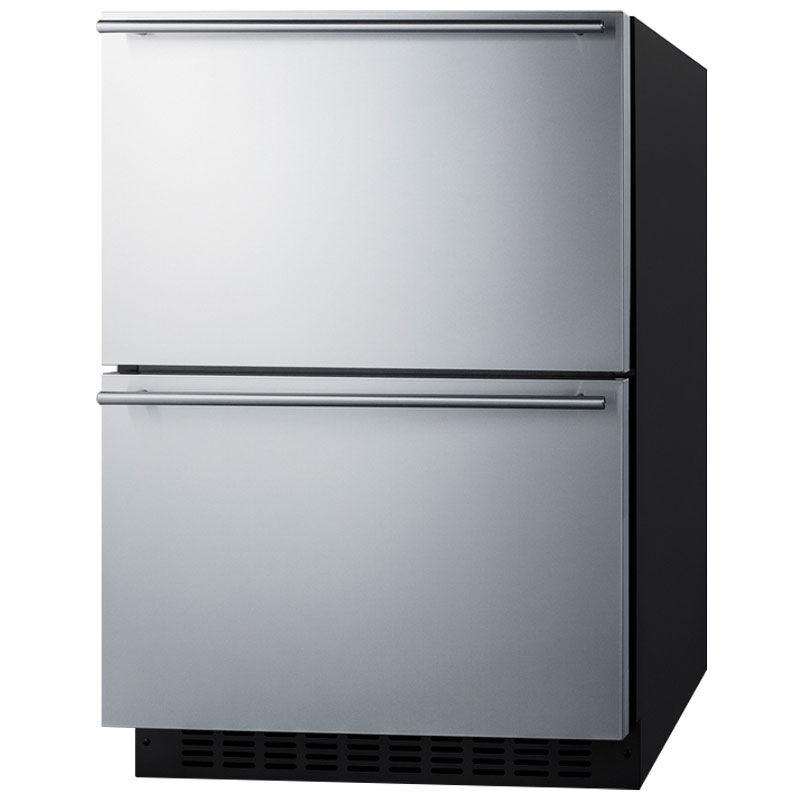Summit 24 in. 3.3 cu. ft. Outdoor Double Refrigerator & Freezer Drawer - Custom Panel Ready, , hires