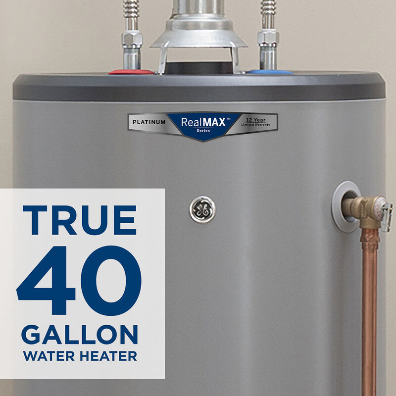 GE RealMax Platinum LP Gas 40 Gallon Short Water Heater with 12-Year Parts Warranty, , hires