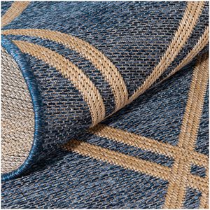 Natco Santorini Collection Outdoor Area Rug Minot 6'7"x9'6" - Cobalt/Natural, , hires