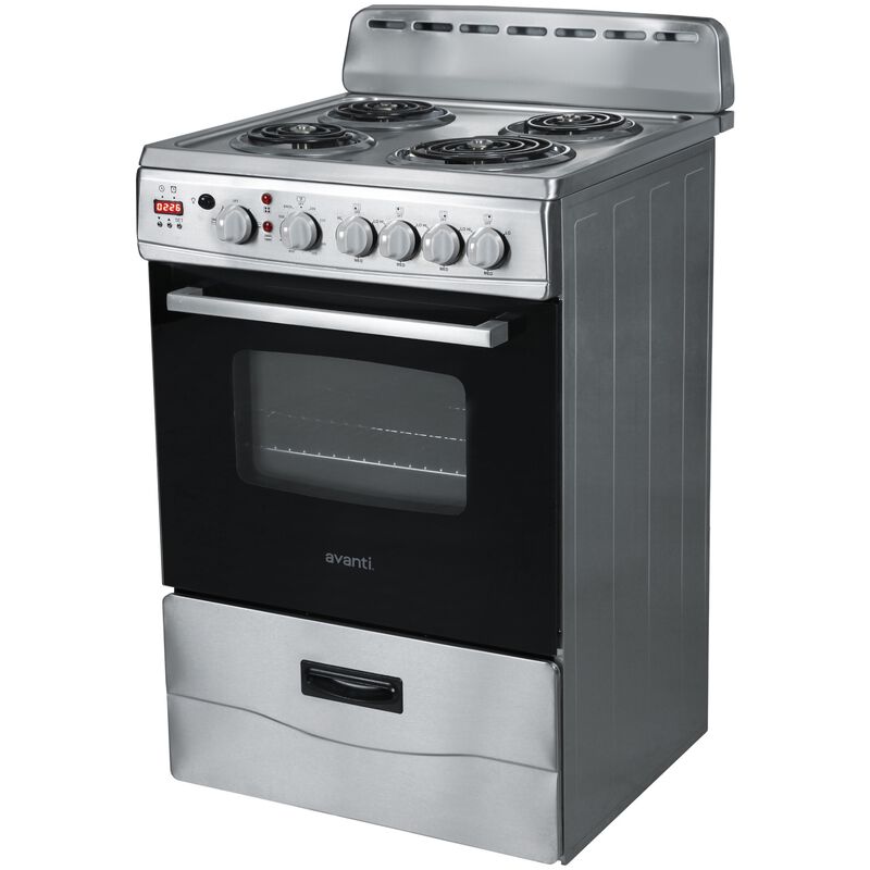Avanti 24 in. 2.6 cu. ft. Electric Range with Coil Burners - Stainless Steel, , hires