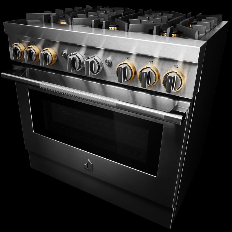 JennAir Rise Series 36 in. 5.1 cu. ft. Smart True European Convection Dual Fuel Range with 6 Sealed Burners - Stainless Steel, , hires