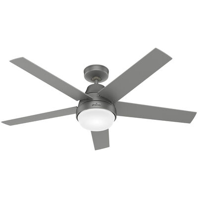 Hunter Aerodyne 52 in. WiFi Ceiling Fan with LED Light Kit and Remote - Matt Silver | 51315