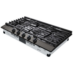 LG 36 in. 5-Burner Natural Gas Cooktop with Simmer Burner & Power Burner - Black Stainless, Black Stainless, hires