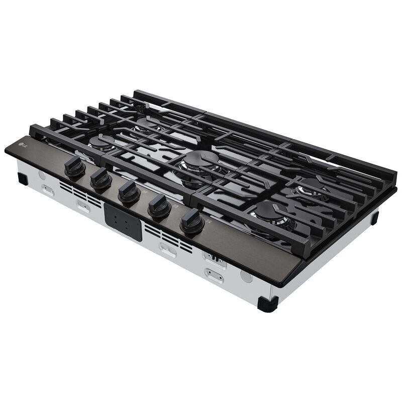 LG 36 in. 5-Burner Natural Gas Cooktop with Simmer Burner & Power Burner - Black Stainless, Black Stainless, hires