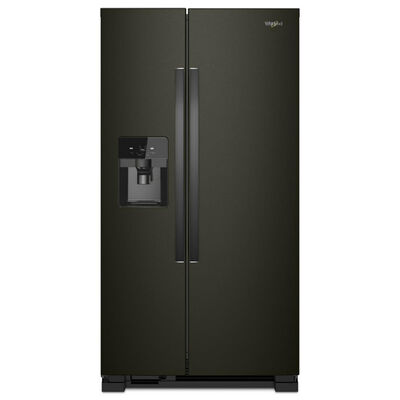 Whirlpool 36 in. 24.5 cu. ft. Side-by-Side Refrigerator with Water Dispenser - Fingerprint resistant Black Stainless | WRS555SIHV