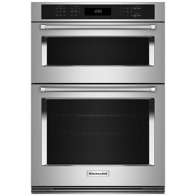 KitchenAid 27 in. 5.7 cu. ft. Electric Microwave/Wall Oven Combo with True European Convection & Sensor Cooking - Stainless Steel | KOEC527PSS