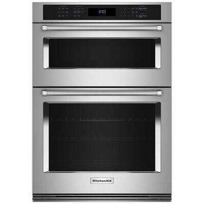 KitchenAid 27 in. 5.7 cu. ft. Electric Oven/Microwave Combo Wall Oven with True European Convection & Self Clean - Stainless Steel | KOEC527PSS