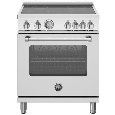 Bertazzoni Master Series 30 in. 4.7 cu. ft. Dual Convection Electric Range with Smoothtop Burners - Stainless Steel | MAS304CEMXV