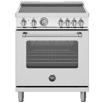 Bertazzoni Master Series 30 in. 4.7 cu. ft. Convection Oven Freestanding Electric Range with 4 Smoothtop Burners - Stainless Steel | MAS304CEMXV