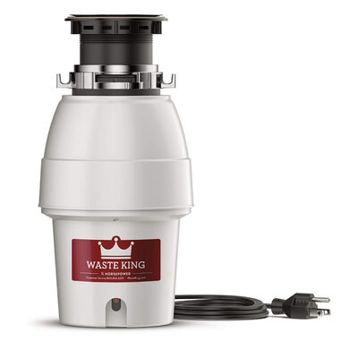 Waste King 1/2 HP Continuous Feed Waste Disposer with 2600 RPM, Anti-Jam, Noise Reducing Insulation - Stainless Steel | L2600