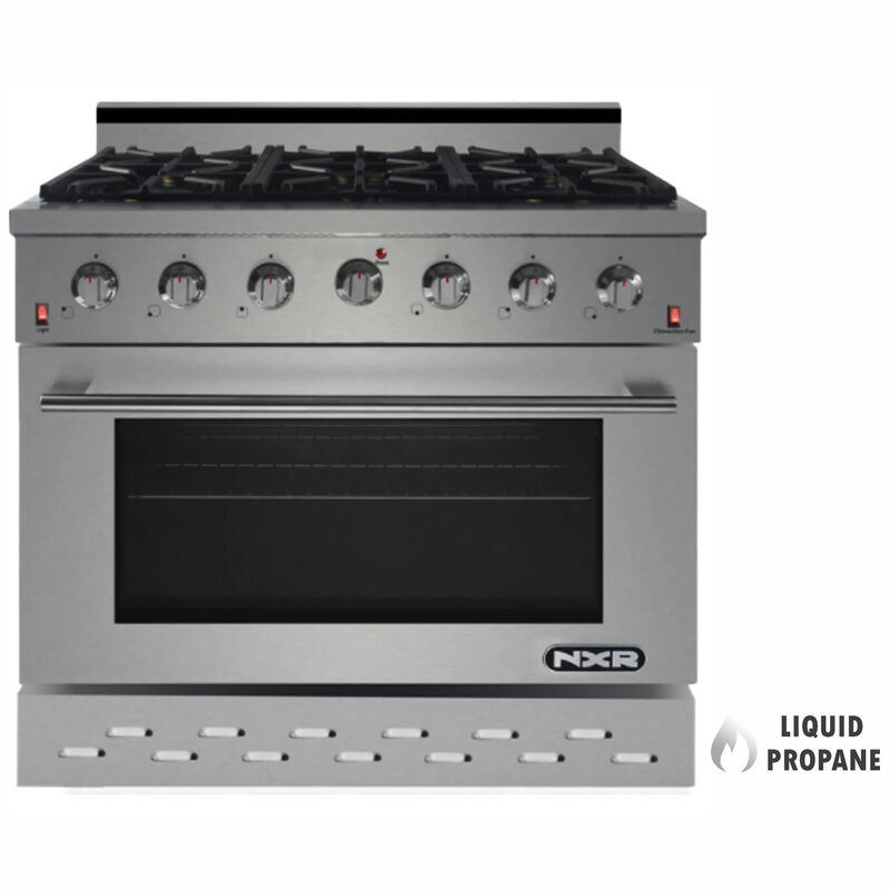 NXR 36 in. 5.5 cu. ft. Standard Convection Liquid Propane Gas Range with 6 Sealed Burners - Stainless Steel, , hires