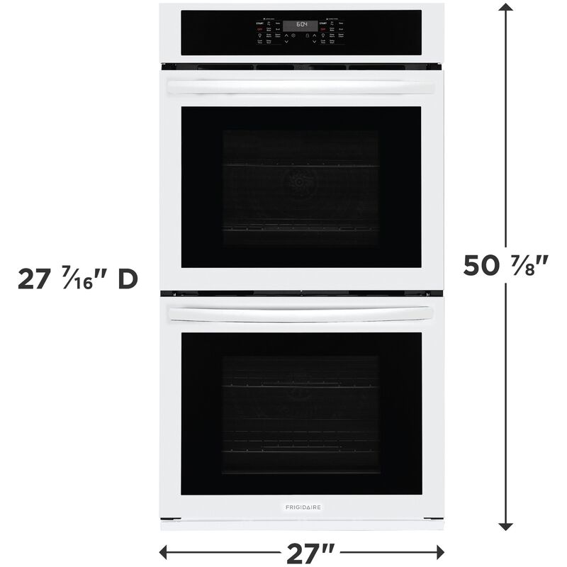 Frigidaire 27 in. 7.6 cu. ft. Top Control Electric Double Wall Oven with Standard Convection - White, White, hires