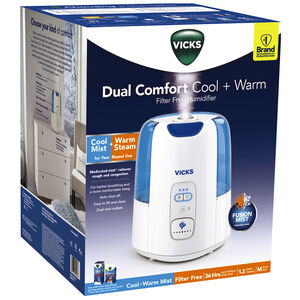 Vicks Cool & Warm Mist Humidifier with 3 Speed Settings & Removable Tank - White, , hires