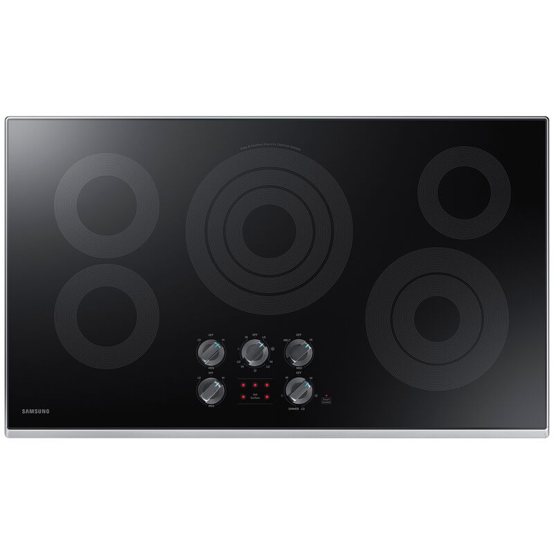 Samsung 36 in. 5-Burner Smart Electric Cooktop with Simmer Burner & Power Burner - Stainless Steel, Stainless Steel, hires