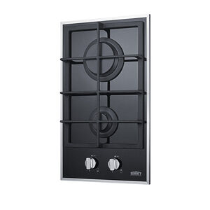 Summit 12 in. 2-Burner Natural Gas Cooktop - Black Glass, , hires