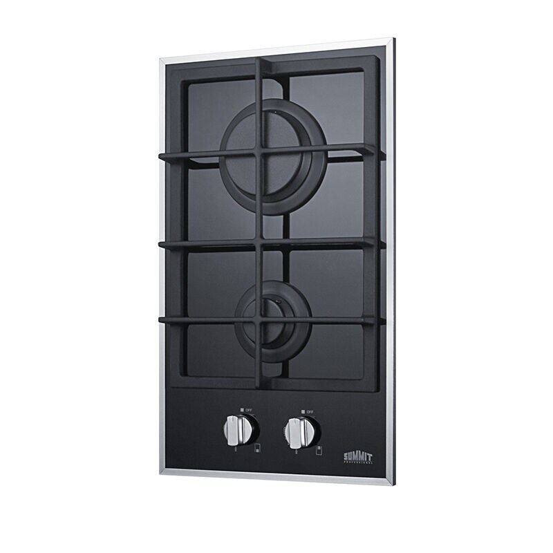 Summit 12 in. 2-Burner Natural Gas Cooktop - Black Glass, , hires