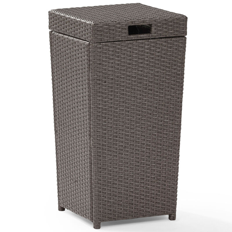 Crosley Palm Harbor Wicker Outdoor Trash Can - Weathered Gray, Weathered Gray, hires