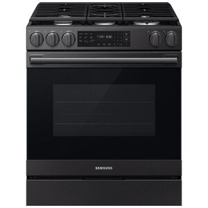 Samsung Bespoke 30 in. 6.0 cu. ft. Smart Air-Fry True European Convection Slide-In Gas Range with 5 Sealed Burners & Griddle - Matte Black Steel, Matte Black Steel, hires