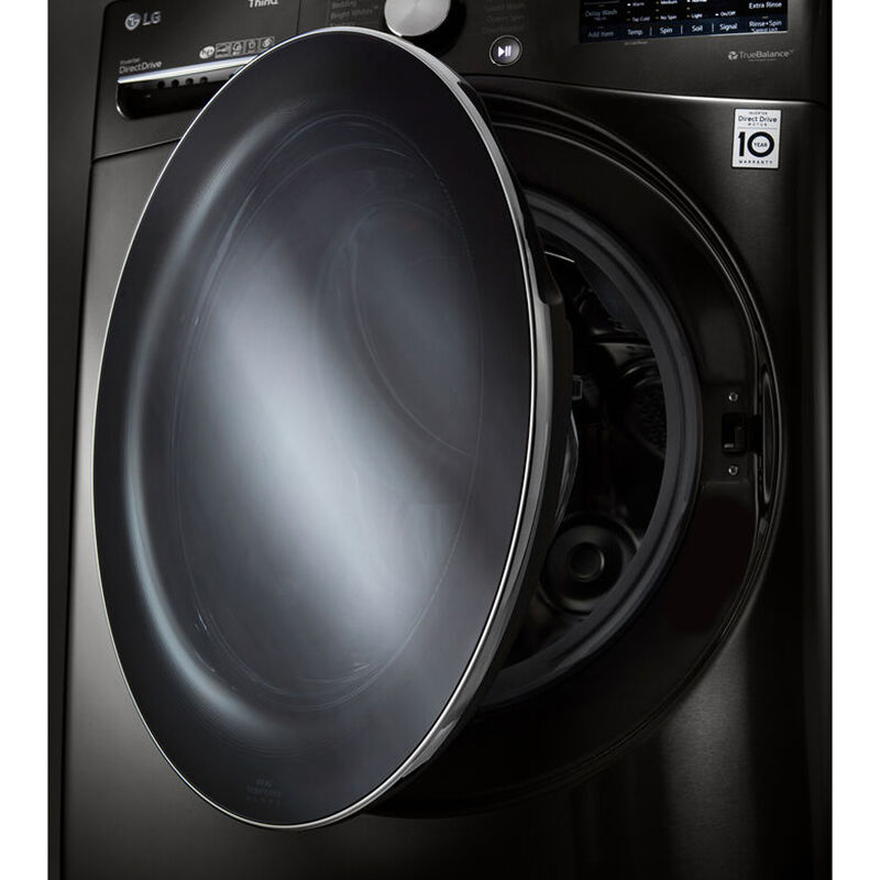 LG 27 in. 5.0 cu. ft. Smart Stackable Front Load Washer with TurboWash 360, Sanitize & Steam Wash Cycle - Black Steel, Black Steel, hires