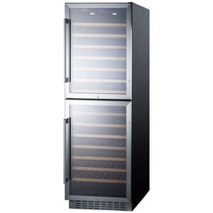 Summit 24 in. Wine Cooler with Wood Racks, Dual Temperature Zones & 118 Bottle Capacity - Stainless Steel, , hires