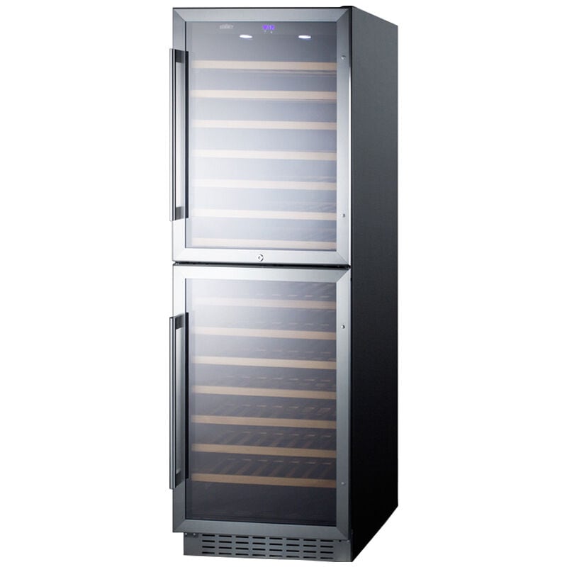 Summit 24 in. Wine Cooler with Wood Racks, Dual Temperature Zones & 118 Bottle Capacity - Stainless Steel, , hires