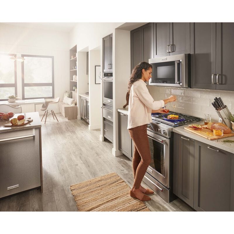 KitchenAid 30 in. 6.5 cu. ft. True European Convection Slide-In Gas Range with 5 Sealed Burners & Griddle - Stainless Steel, , hires