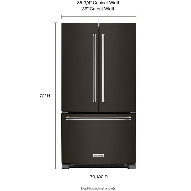 KitchenAid 36 in. 21.9 cu. ft. Counter Depth French Door Refrigerator with Internal Filtered Water Dispenser - Black Stainless, Black Stainless, hires
