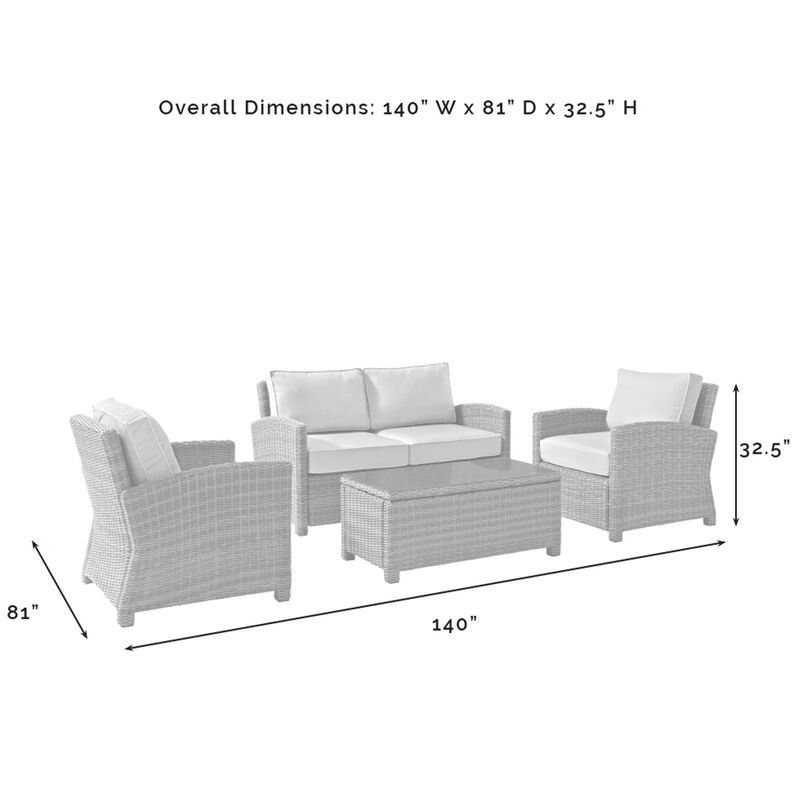 Crosley Bradenton 4-Piece Outdoor Loveseat Patio Furniture Set - Navy, , hires