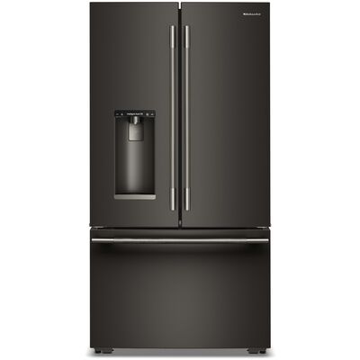 KitchenAid 36 in. 23.1 cu. ft. Smart Counter Depth French Door Refrigerator with Ice & Water Dispenser - Black Ore | KRFC636SBE