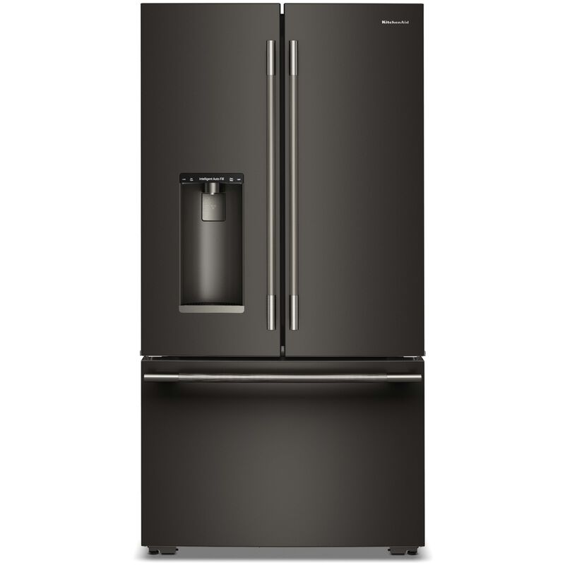 KitchenAid 36 in. 23.1 cu. ft. Smart Counter Depth French Door Refrigerator with Ice & Water Dispenser - Black Ore, , hires