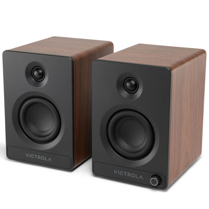 Victrola Tempo Bluetooth Bookshelf Speakers - Walnut, , hires
