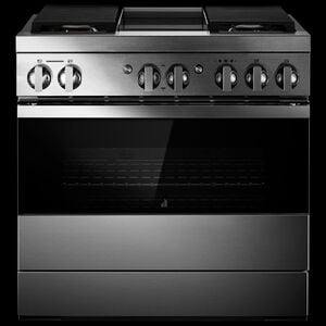 JennAir Noir Series 36 in. 5.1 cu. ft. Smart True European Convection Dual Fuel Range with 4 Sealed Burners & Griddle - Stainless Steel, , hires
