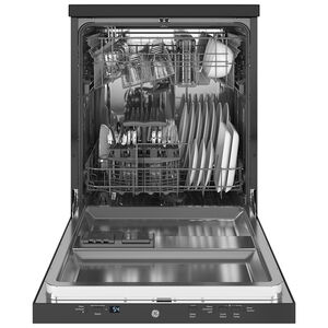 GE 24 in. Top Control Portable Dishwasher with 54 dBa Sound Level & Pocket - Black, Black, hires