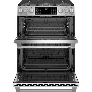 Cafe 30 in. 6.7 cu. ft. Smart Convection Double Oven Slide-In Dual Fuel Range with 6 Sealed Burners & Griddle - Stainless Steel, Stainless Steel, hires
