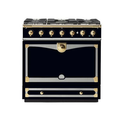 La Cornue Cornufe Series 36 in. 3.8 cu. ft. Dual Convection Dual Fuel Range with 5 Sealed Burners - Gloss Black | C9MF