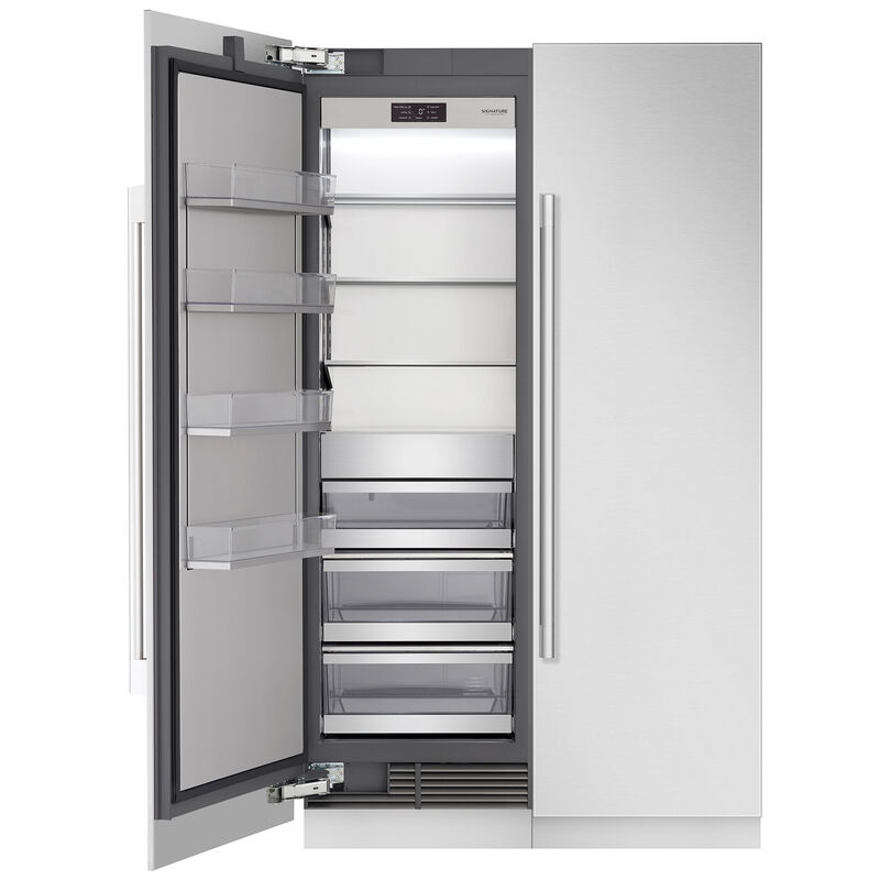 Signature Kitchen Suite 24 in. 13.9 cu. ft. Built-In Upright Smart Freezer with Ice Maker, Adjustable Shelves & Digital Control - Custom Panel Ready, , hires