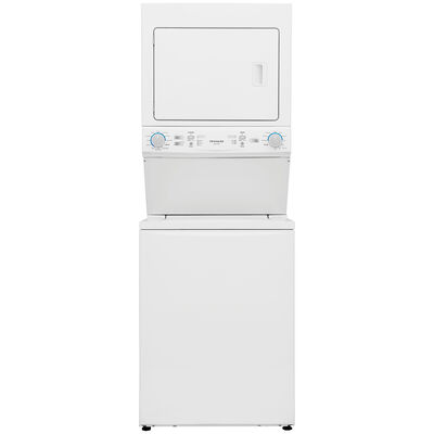 Frigidaire 27 in. Laundry Center with 3.9 cu. ft. Washer with 11 Wash Programs & 5.5 cu. ft. Electric Dryer with 10 Dryer Programs - White | FLCE7523AW