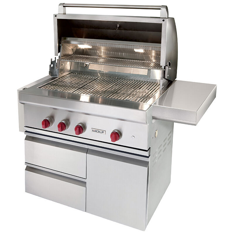 Wolf 36 in. 3-Burner Built-In Natural Gas Grill with Rotisserie, Sear Burner & Smoker Box - Stainless Steel, , hires