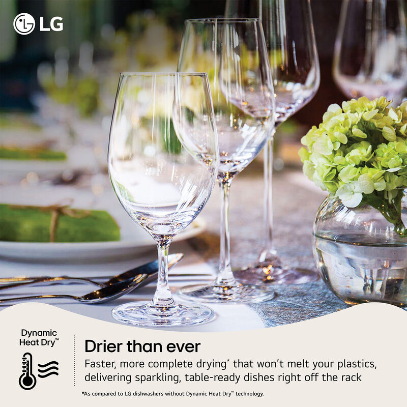 LG 24 in. Top Control Flush-Mount Smart Dishwasher with 46 dBA Sound Level, 3rd-Rack & Dynamic Heat Dry with AutoVent Dry - PrintProof Stainless Steel, , hires