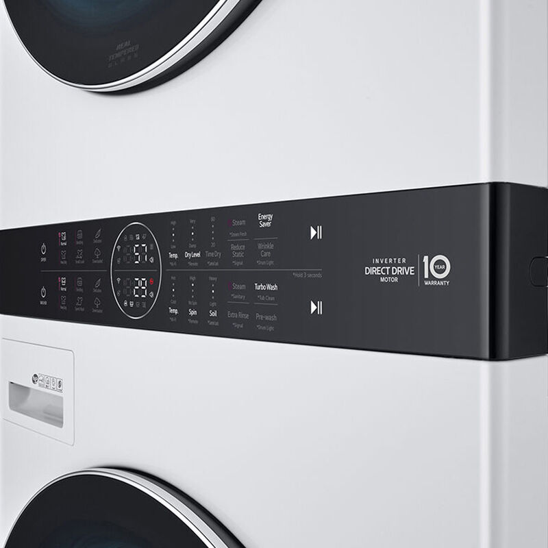 LG 27 in. WashTower with 4.5 cu. ft. Washer with 10 Wash Programs & 7.4 cu. ft. Gas Dryer with 9 Dryer Programs, Sensor Dry & Wrinkle Care - White, White, hires
