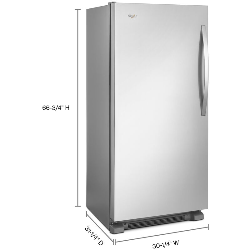 Whirlpool 31" 18.0 Cu. Ft. Upright Freezer with Adjustable Shelves & Digital Control - Monochromatic Stainless Steel, , hires