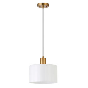 Hudson & Canal Henri 10 in. Pendant with White Milk Glass - Brass, , hires