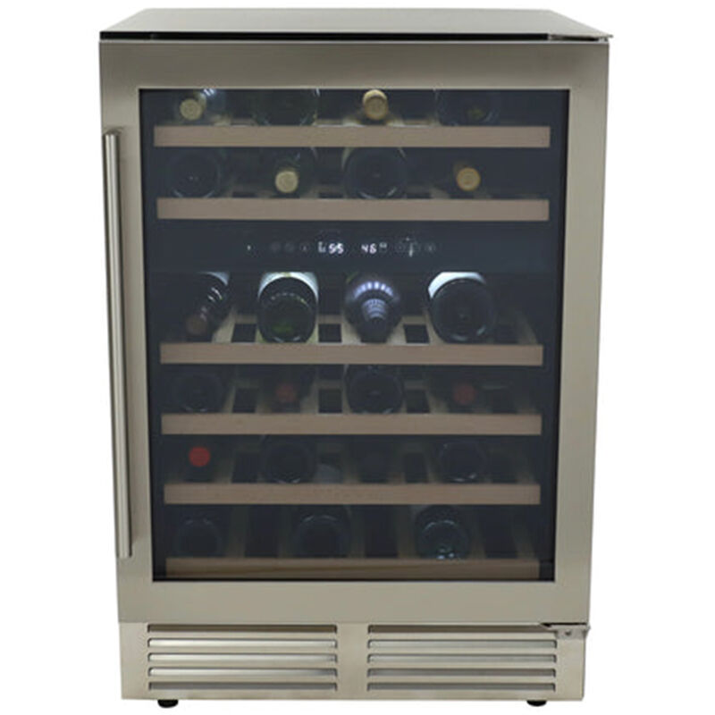 Avanti Designer Series 24 in. Compact Built-In/Freestanding 4.1 cu. ft. Wine Cooler with 43 Bottle Capacity, Dual Temperature Zone & Digital Control - Stainless Steel with Black Cabinet, , hires