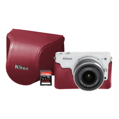 Nikon J1 DSLR 10MP Compact Digital Camera Kit with 8GB Extreme SD Card & Leather Case | J1MDGIFTPACK